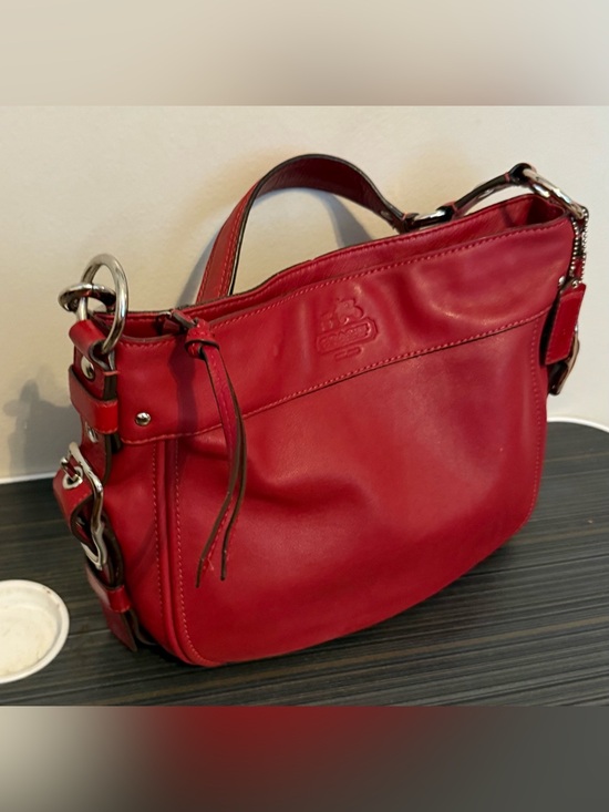 Coach Handbags - Coach Zoe Red Leather Hobo Shoulder Bag Style 10008 Silver Hardware